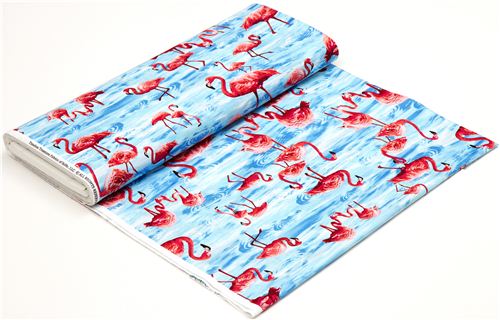 blue flamingo fabric by Timeless Treasures from the USA 3