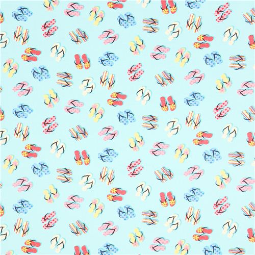 blue flip flop Timeless Treasures fabric from the USA 2