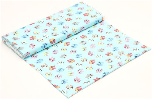blue flip flop Timeless Treasures fabric from the USA 3