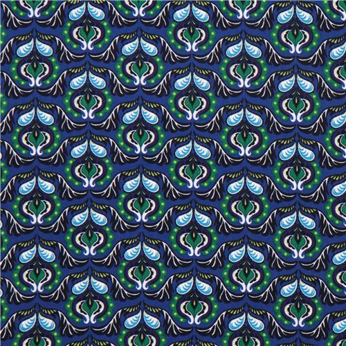 blauer Blumen Kord Stoff von Robert Kaufman aus den USA 2