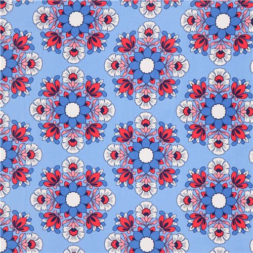 blauer Blumen Kord Stoff von Timeless Treasures USA 2