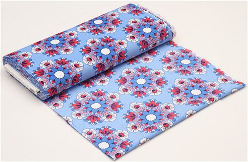 blauer Blumen Kord Stoff von Timeless Treasures USA 3