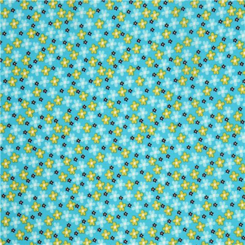 blauer Blumen Stoff von Timeless Treasures USA 2
