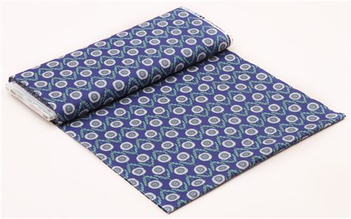 blauer Blumen Girlande Stoff  'Jules And Indigo' Adventure Robert Kaufman USA 4