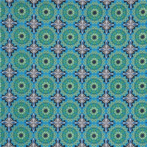 blue flower ornaments corduroy fabric par Robert Kaufman USA 2