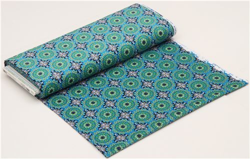 blue flower ornaments corduroy fabric par Robert Kaufman USA 3