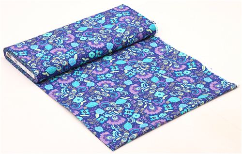 blue flower pattern fabric metallic Timeless Treasures  5