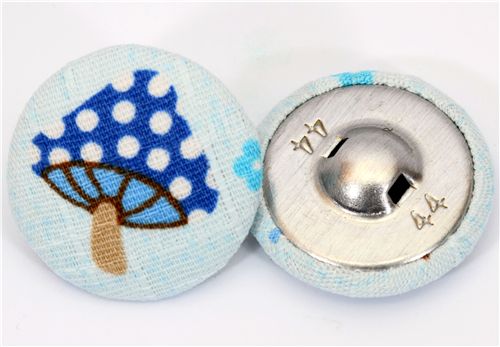 blue fly agaric button light blue Kokka fabric button 2
