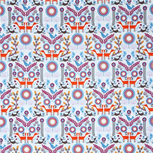 blue forest animal fabric Nordic Woodland Forest Frolic Timeless