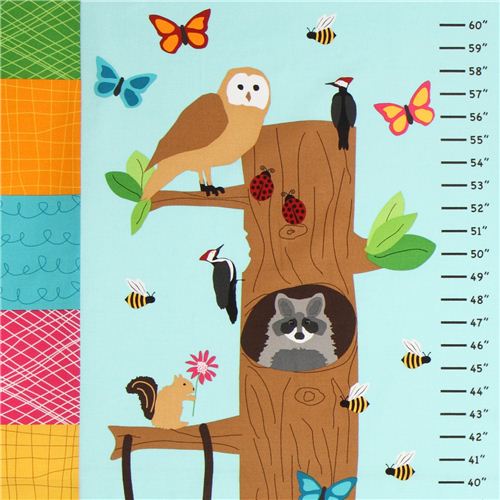 Tela azul animales metro infantil medidor Robert Kaufman Tela