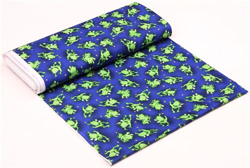 blue frog animal fabric Happy Frogs from the USA 3