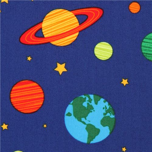 Blue Galaxy Themed Cotton Fabric - By the Yard