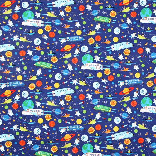 blue galaxy fabric space shuttle Robert Kaufman Fabric by Robert ...