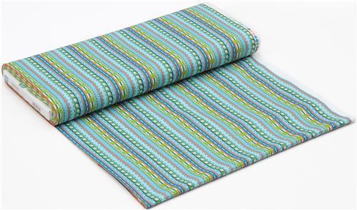 blue green fabric with stripe button Quilting Treasures - modeS4u