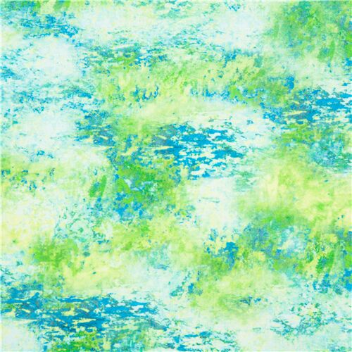 blue green water painted fabric by Timeless Treasures in style of Monet Fabric