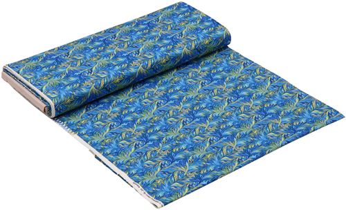 blue green yellow leaf overlap pattern fabric by Henry Glass 3