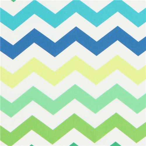 blue-green zig zag chevron Michael Miller fabric Fabric