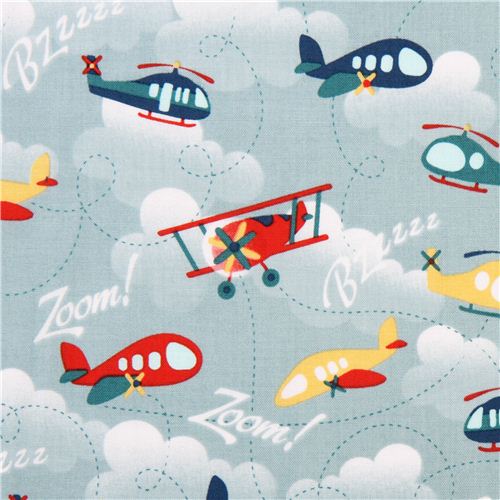 blue-grey airplane fabric Riley Blake Fly Aweigh Fabric by Riley Blake ...