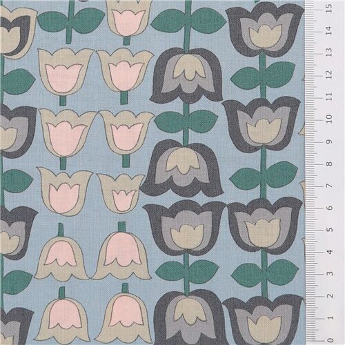 blue grey flower fabric A Ghastlies Kelp by Alexander Henry modeS4u