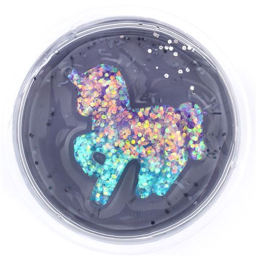 bluegrey glitter unicorn slime with case kawaii mud clay jelly DIY