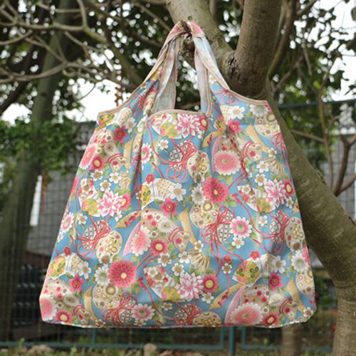 floral reusable grocery bags