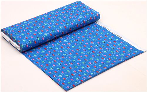 blue holiday lights chain Christmas fabric by Michael Miller 3