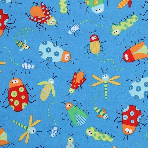 blue insects fabric Beetle Boy USA designer - Children Fabric - Fabric ...