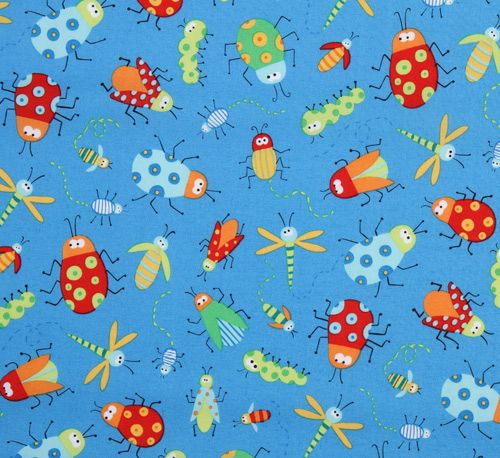 blue insects fabric Beetle Boy USA designer Fabric by Japanese Indie ...