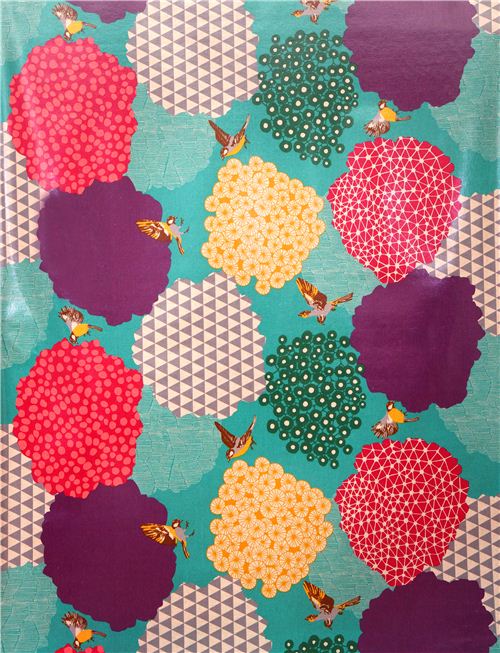 blue kalmia echino Canvas fabric bird bush 2