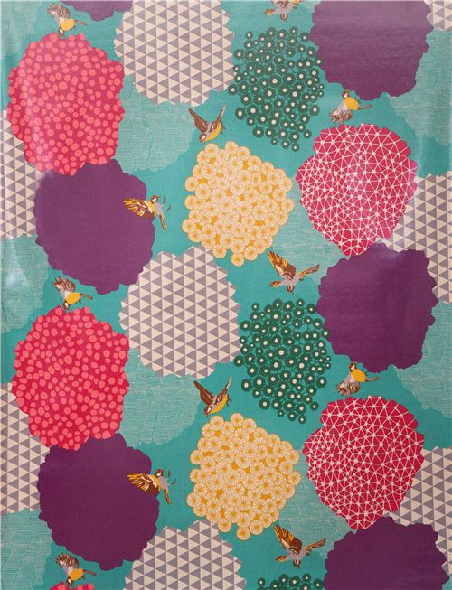blue kalmia echino Canvas laminate fabric bird bush 5