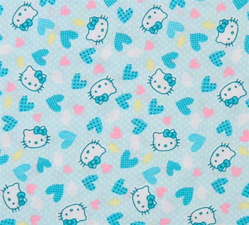 blue kawaii fabric with Hello Kitty heads 0.5m 2