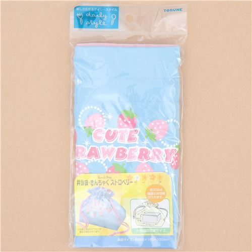 blue lunch bag with strawberry fruit from Japan Lunch Bags Bags
