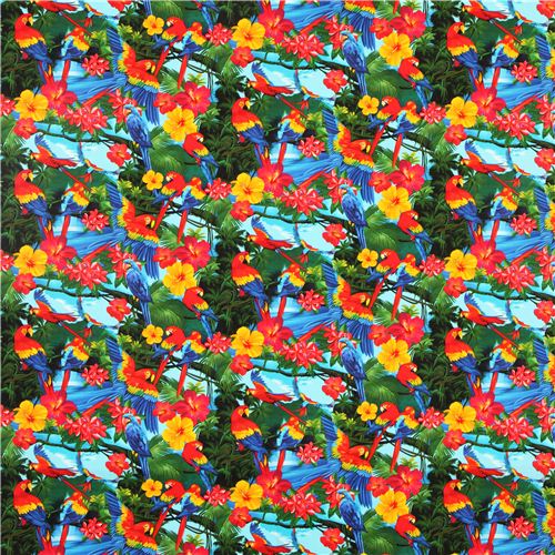 blue macaw parrot animal fabric by Timeless Treasures 2