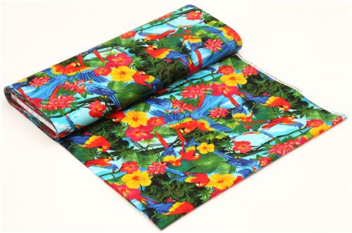 blue macaw parrot animal fabric by Timeless Treasures 3