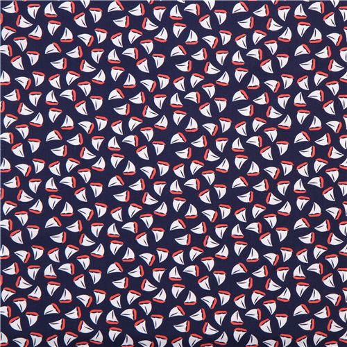 blue maritime sailing boat fabric red Michael Miller  2
