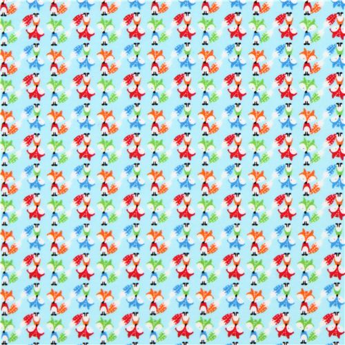 blue mini fox animal flannel fabric Timeless Treasures 2