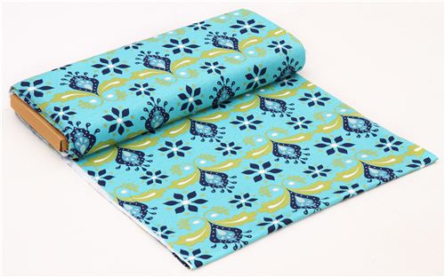 blue monaluna flower organic stretch knit fabric Nile Flower Knit - modeS4u