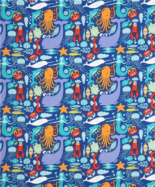 blue monaluna sea animal organic fabric sea life 2