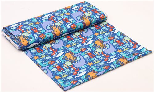 blue monaluna sea animal organic fabric sea life Fabric by Monaluna ...