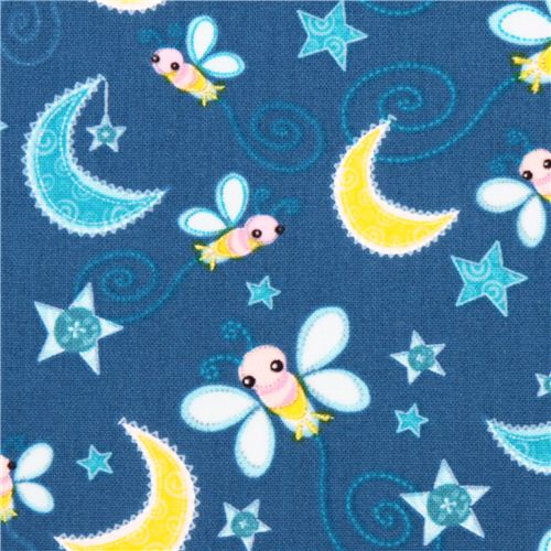 blue night moth animal fabric Camelot Dream a Little Dream 1