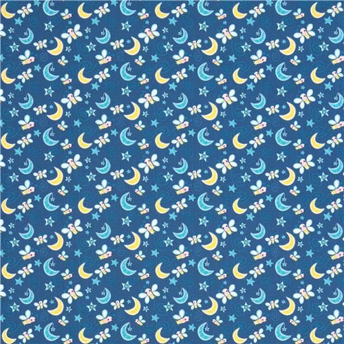 blue night moth animal fabric Camelot Dream a Little Dream 2