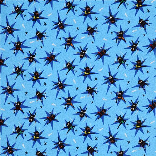 Blue Ninja Star Fabric Timeless Treasures Usa