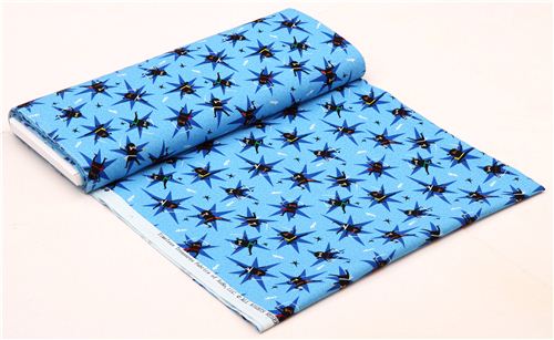 blue ninja star fabric Timeless Treasures USA  3