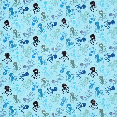 blue octopus animal fabric Timeless Treasures Scuba City 3