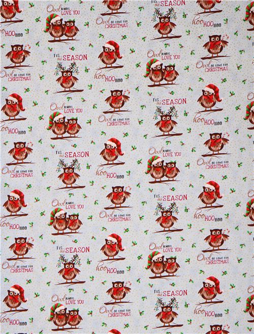 blue owl Christmas glitter fabric Elizabeth's Studio from the USA 2