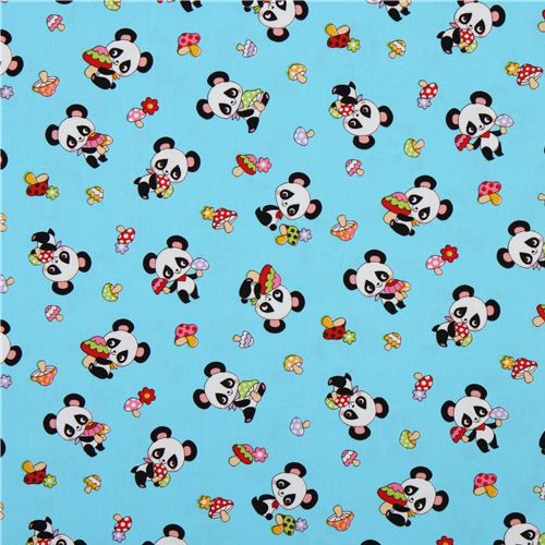 blue panda fabric fly agaric from Japan kawaii 2