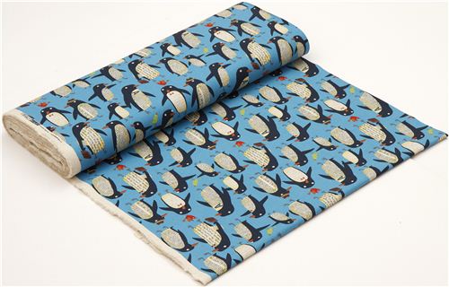 blauer Pinguin Canvas Stoff by Nancy Wolff Kokka 3
