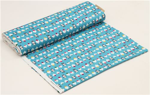 blauer Pinguin Double Gauze Stoff mit Eisbecher von Cosmo 3