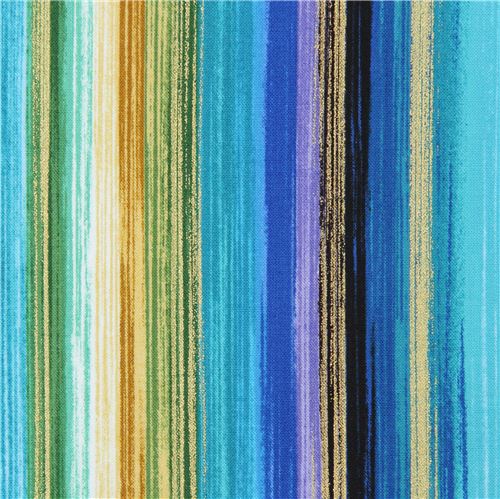 Blue Purple Colorful Stripe Gold Metallic Fabric By Timeless Blue Purple Colorful Stripe Gold Metallic Fabric By Timeless Treasures