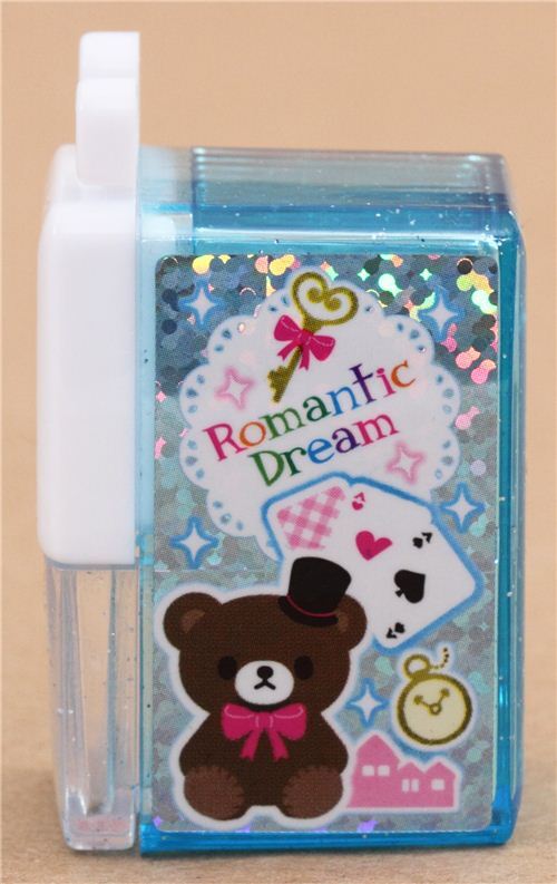 blue teddy bear glitter pencil sharpener with game cards modeS4u